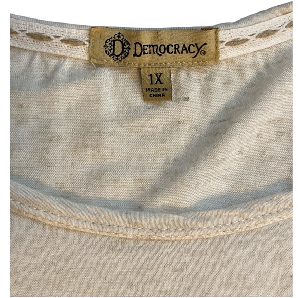 Democracy Pastel Stripe Linen Blend Tee Size 1X Tie Bottom‎ Summer Lightweight - Picture 6 of 7